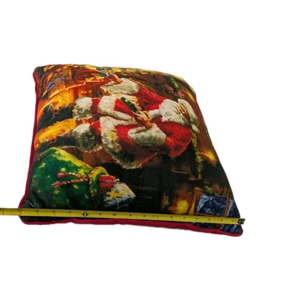 Pillow Santa Claus gifts under tree Christmas holiday Velvet Red 17